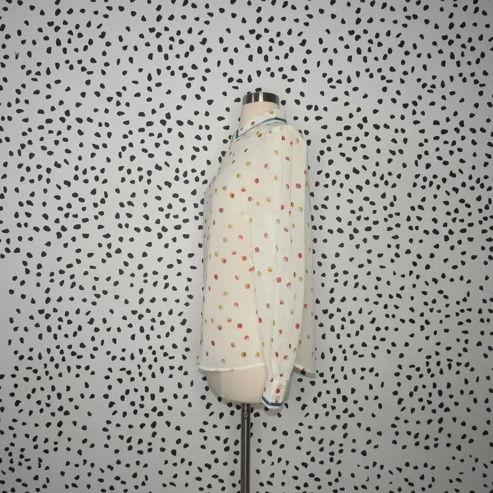 Modcloth Cream Polka Dot Print Be Buzzworthy Button Up Top - Picture 5 of 11